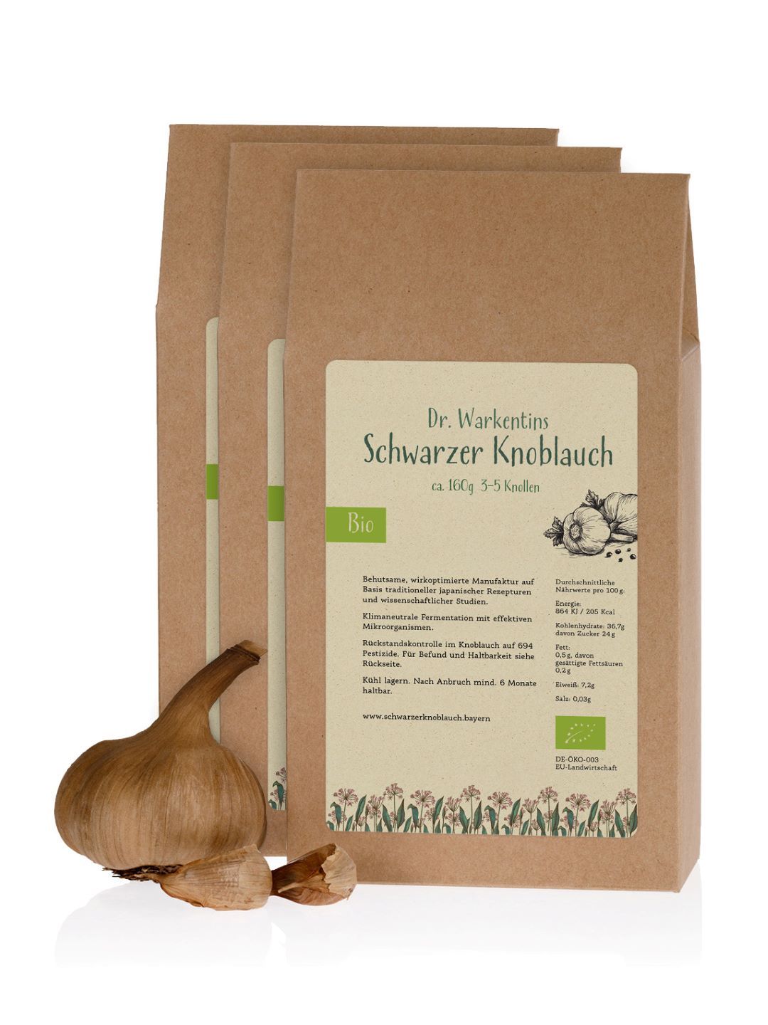 Dr. Warkentins Schwarzer Bio-Knoblauch Set mit 3 Boxen