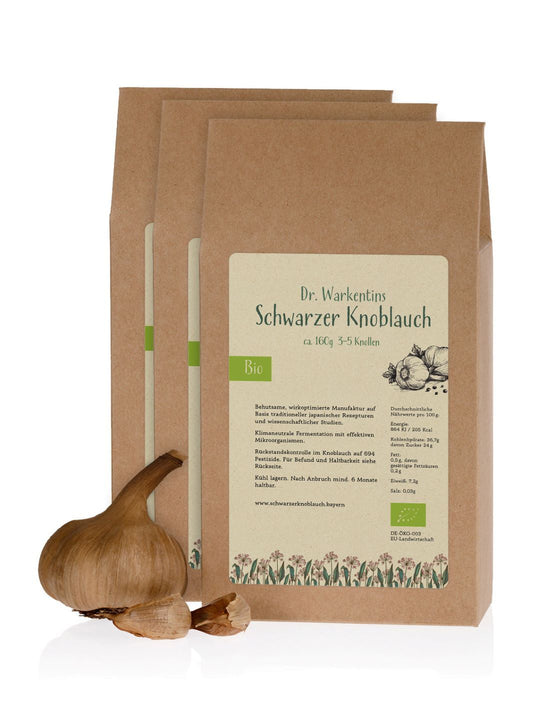 Dr. Warkentins Schwarzer Bio-Knoblauch Set mit 3 Boxen