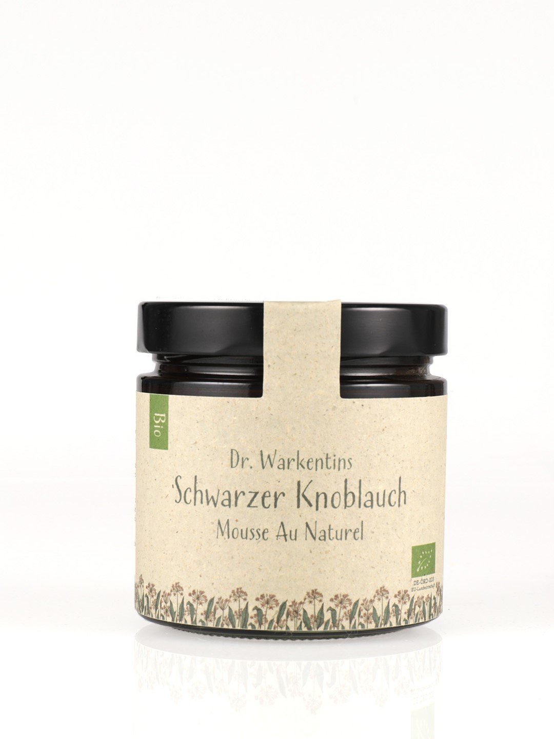 Dr. Warkentins Schwarzer Bio-Knoblauch Mousse au Naturel mit BIO-Rapsöl 410g Glas